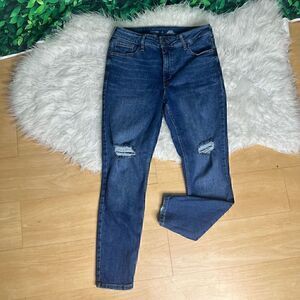 Old Navy High Rise rock star super skinny distressed casual blue jeans size 8 sh